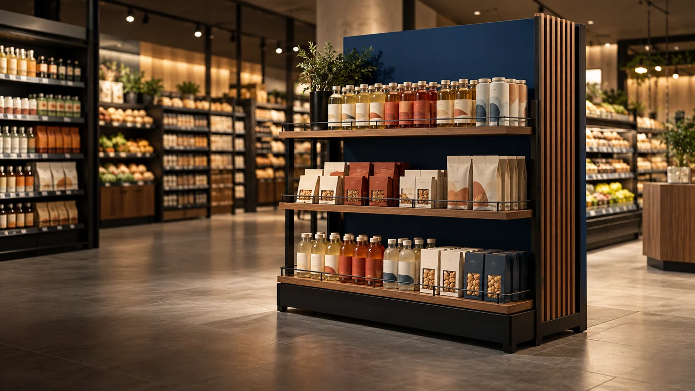 Satış məkanında FMCG məhsulları üçün stend